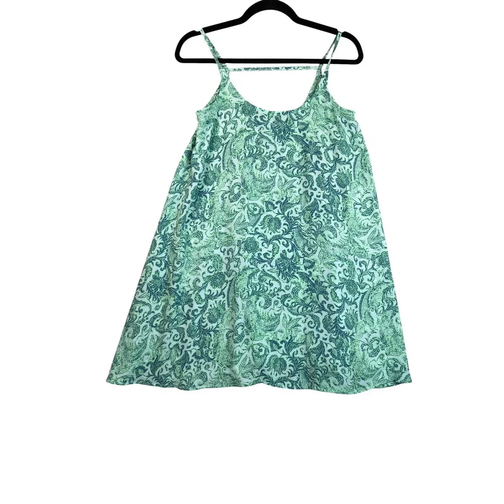 Intimately Free People Green Paisley Floral Mini Slip Dress Trapeze XS OB410065